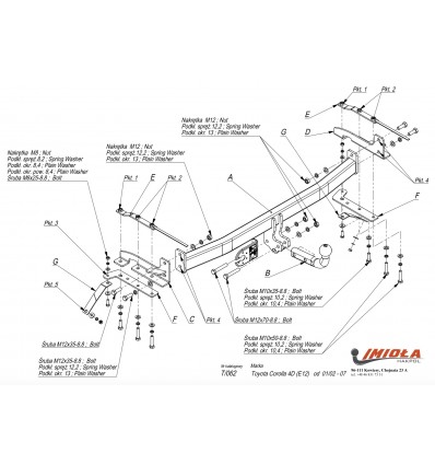 Фаркоп IMIOLA T.062 Toyota Corolla седан 2002-2007