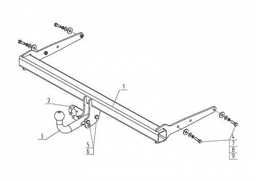 Фаркоп AvtoS VW 35 для VOLKSWAGEN TIGUAN / AUDI Q3 2007-