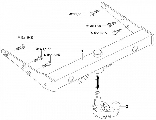 Фаркоп WESTFALIA 321651600001 для VW T5 / T6 03-