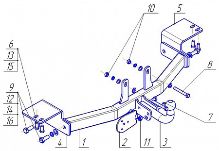 Фаркоп AvtoS TY 21 для TOYOTA Land Cruiser Prado 120 (2002-2009)