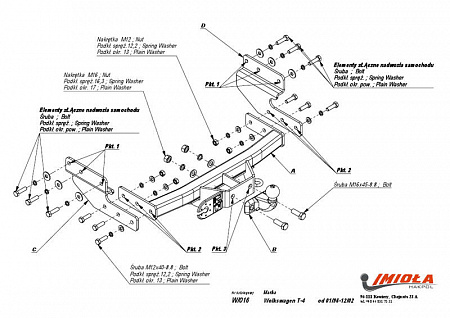 Фаркоп IMIOLA W.016 Volkswagen Transporter 1996-2002