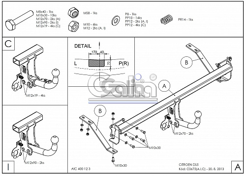 Фаркоп оцинкованный Galia C067A для Citroen DS5 2011-