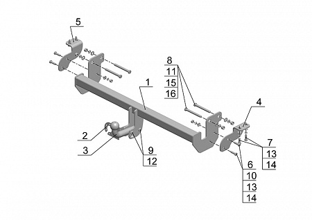 Фаркоп AvtoS MI 23 для Mitsubishi ASX 2010-, Citroen C4 Aircross 2012-, Peugeot 4008 2012-