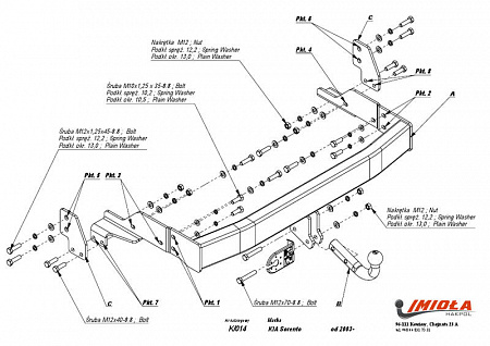 Фаркоп IMIOLA K.014 Kia Sorento 2002-2006