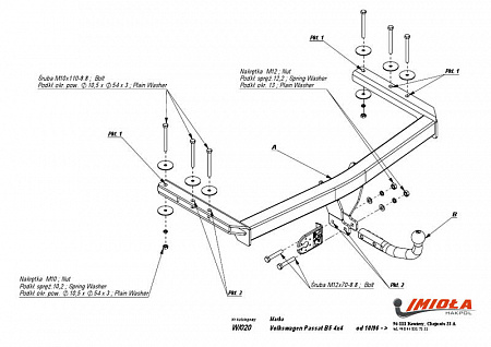 Фаркоп IMIOLA W.020 Volkswagen Passat B5 седан/универсал, только 4x4 1996-2005