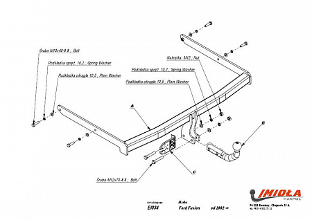 Фаркоп IMIOLA E.034 Ford Fusion 2002-2012