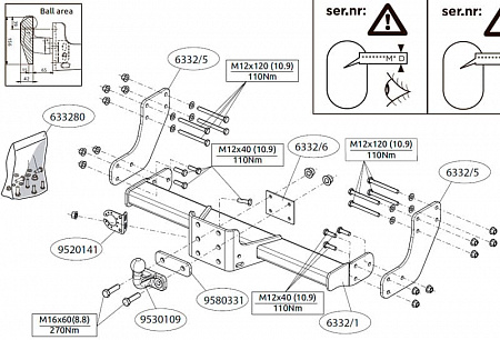 Фаркоп Brink (Thule) 633200 для VW CRAFTER / MAN TGE 16-