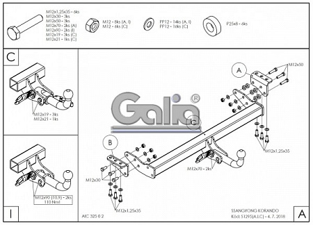 Фаркоп оцинкованный Galia S129C для Ssang Yong New Actyon 2011-