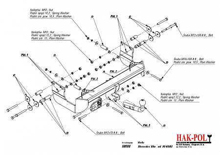 Фаркоп IMIOLA M.008 Mercedes Vito w638 1996-2003, Mercedes Viano w638 1996-2003