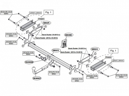 Фаркоп Brink (Thule) 586300 для Renault Duster (2010 - 2015)