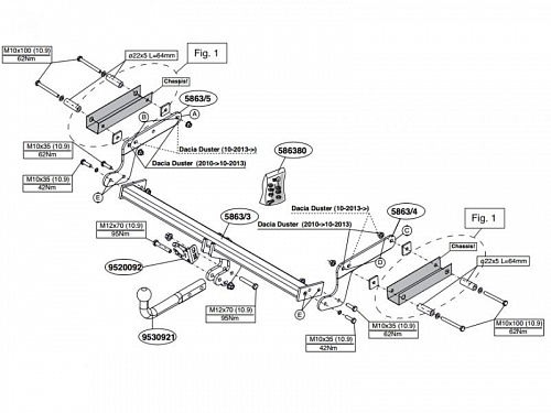 Фаркоп Brink (Thule) 586300 для Renault Duster (2010 - 2015)
