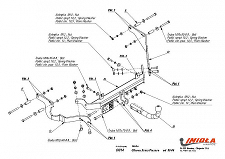 Фаркоп IMIOLA C.014 Citroen Xsara Picasso 1999-2006