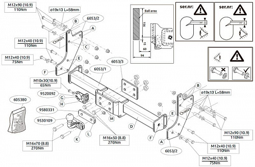 Фаркоп Brink (Thule) 605300 для FORD TRANSIT 14-