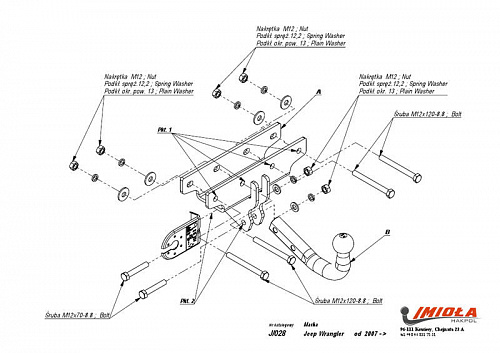 Фаркоп IMIOLA J.028 Jeep Wrangler 2007-