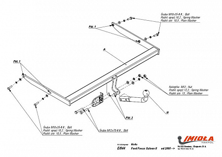 Фаркоп IMIOLA E.044 Ford Focus седан 2005-2011