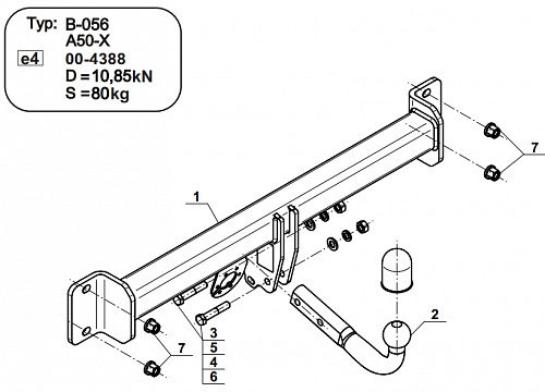 Фаркоп Steinhof B-056 для BMW X3 E83 2004-2010