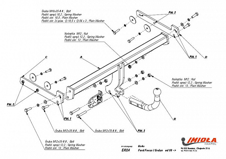 Фаркоп IMIOLA E.024 Ford Focus седан 1998-2004