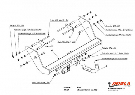 Фаркоп IMIOLA M.026 Mercedes Vaneo 2002-2006