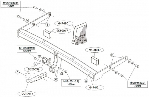Фаркоп Brink (Thule) 647400 для Skoda Karoq 18-