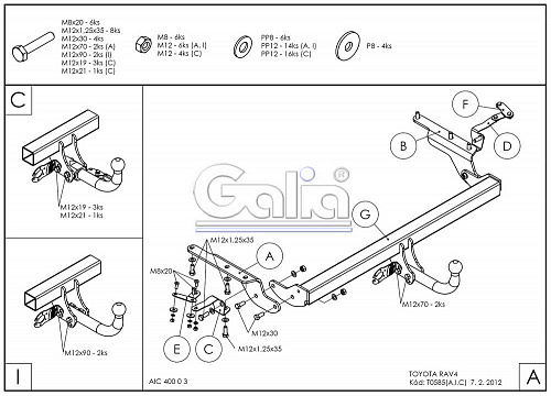 Фаркоп оцинкованный Galia T058C для Toyota RAV4 2006-2013