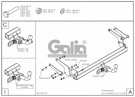 Фаркоп оцинкованный Galia T072A для Toyota RAV4 V XA50 2019-