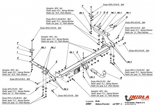 Фаркоп IMIOLA U.001 Subaru Forester 1997- 2008
