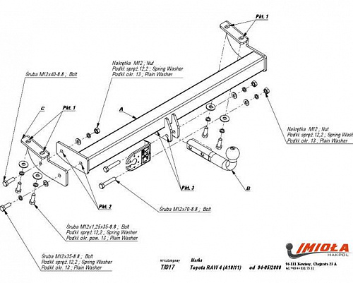 Фаркоп IMIOLA T.017 Toyota RAV4 1994-2000