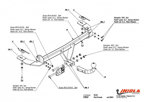 Фаркоп IMIOLA F.022 Fiat Panda 2003-2012