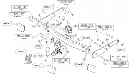 Фаркоп Brink (Thule) 606000 для VW TRANSPORTER T-6