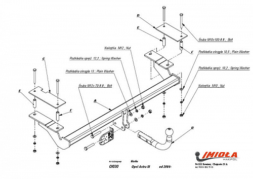 Фаркоп IMIOLA O.030 Opel Astra хетчбек 2004-2009