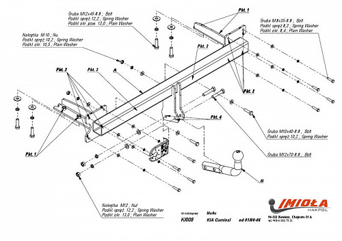 Фаркоп IMIOLA K.008 Kia Carnival 2000-2006