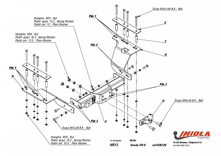 Фаркоп IMIOLA H.013 Honda CR-V 2002-2006