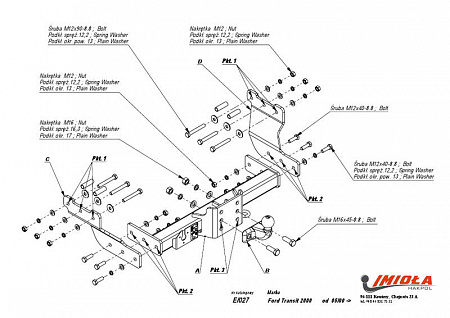 Фаркоп IMIOLA E.027 Ford Transit 2000-2014 без ступеньки