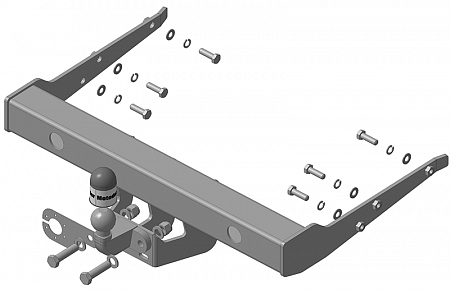 Фаркоп с оцинкованным шаром Motodor 92705-FE для Volkswagen Transporter T5 фургон 2003-2015, T6 2015-, Volswagen Caravelle T5 2003-2015, T6 2015-, Volswagen Multivan T5 2003-2015, T6 2015